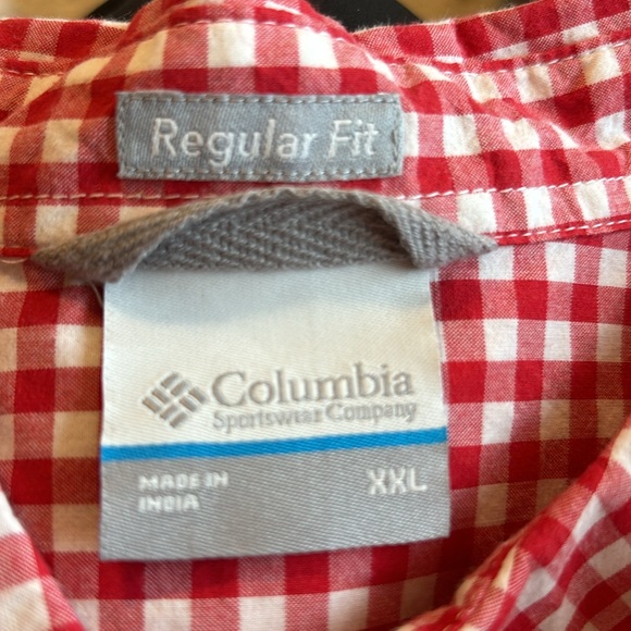 Columbia Men's Short Sleeve Button Up Shirt, Standard Fit, Red Checkered, Sz XXL - Picture 6 of 9